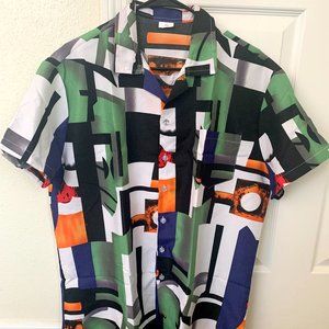 1970s Vintage Psychedelic Button Up Collared Shirt Birthday Gift